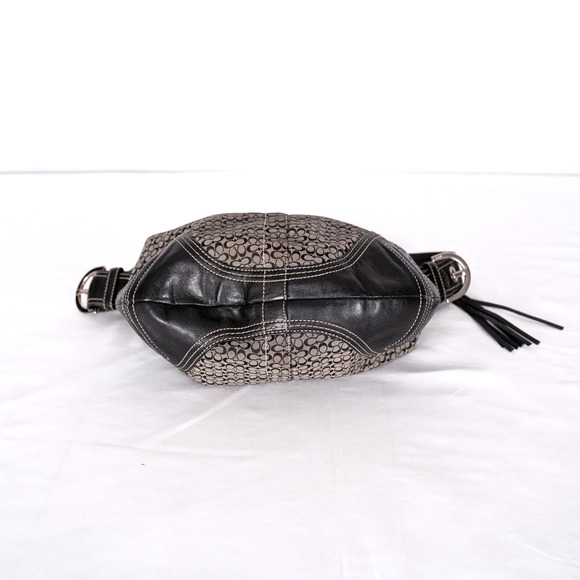 Coach Y2K Signature Hobo Shoulder Bag Small C Logo Gray w/ Black Leather F02158 - Picture 8 of 10